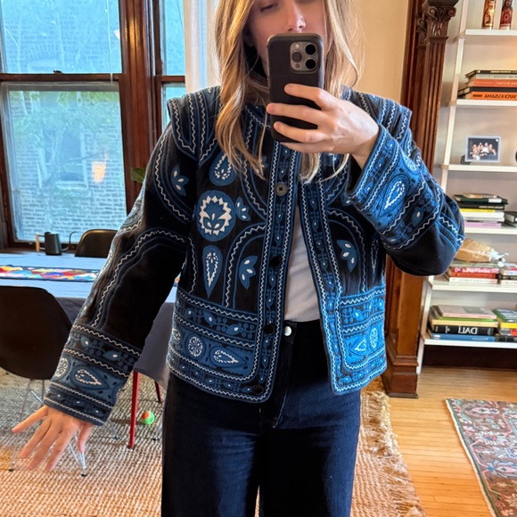 Sea New York Gael Blue Quilted Bomber Jacket - Picture 1 of 6